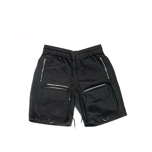 Men's Black Cargo Tech Shorts with Multi-Pocket Utility Design